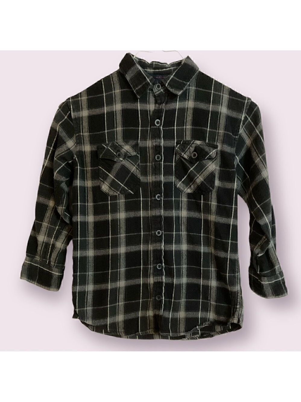 Counter Intelligence Boys Button Down Long Sleeve Collared Flannel Shirt